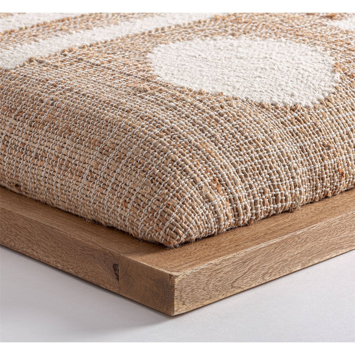Tête de lit en jute style nordique naturel écru et bois marron, RECOLLECTION