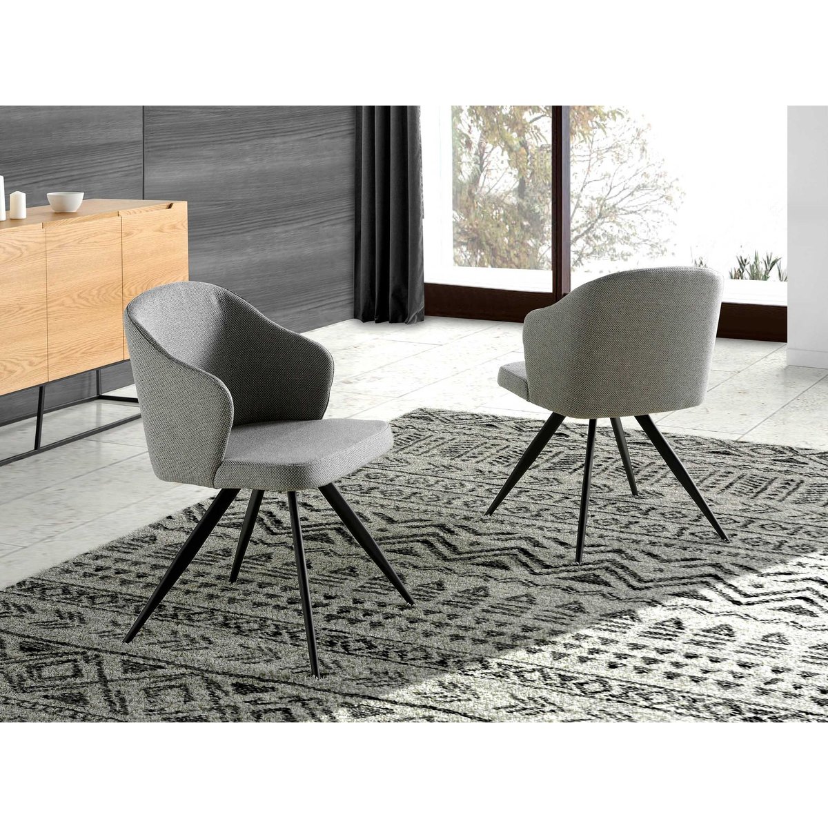 Chaise en tissu gris grey | black, ANGEL CERDA