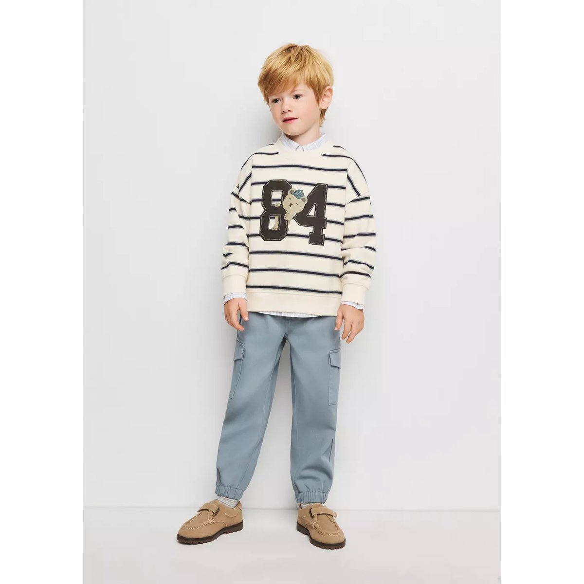 Sweat relaxed fit imprimé blanc cassé, MANGO BABY