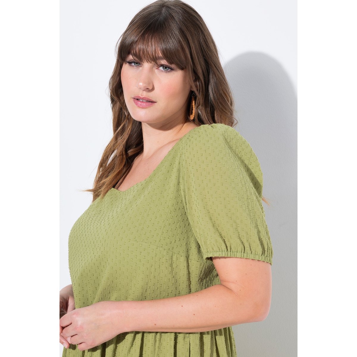 Robe maxi, encolure carrée sauge, ULLA POPKEN