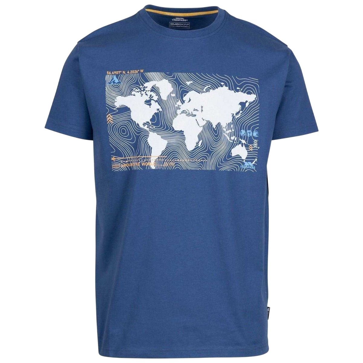 T-shirt manches courtes motif/style topographique CHERA indigo, TRESPASS