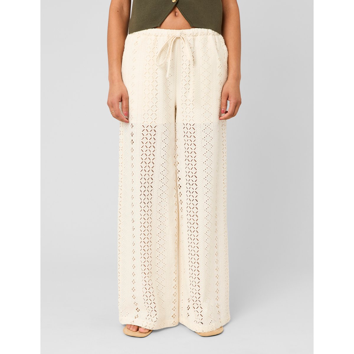 Pantalon broderie anglaise ecru, BZB