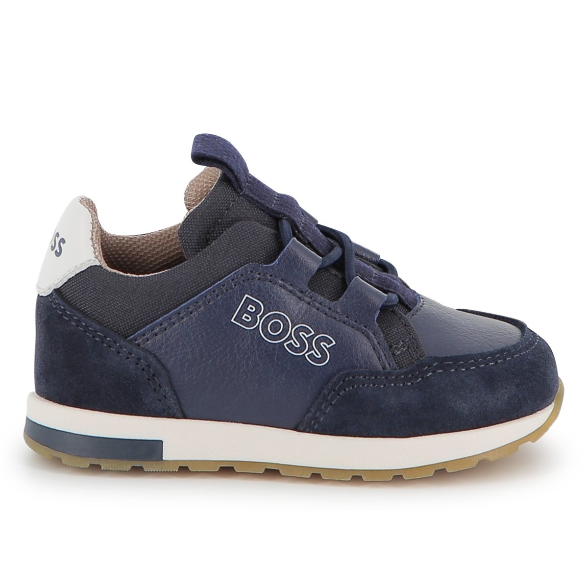 Sneakers in materiali misti bleu cargo, BOSS KIDSWEAR