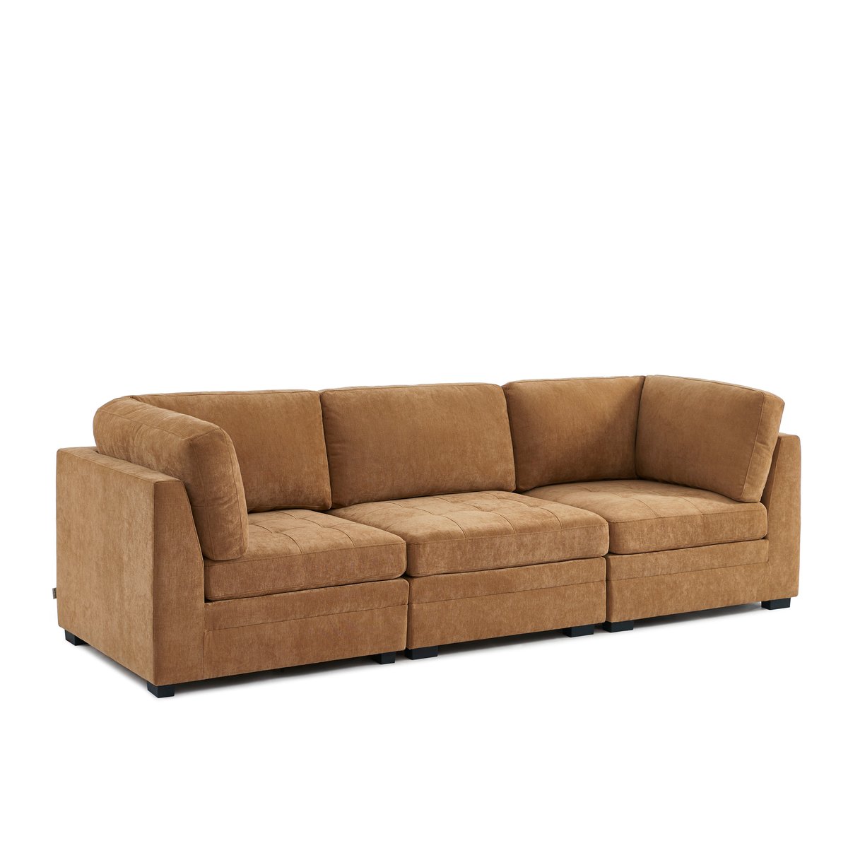 Canapé droit modulable 3 pièces en tissu BILLIE ecureuil, SORELH