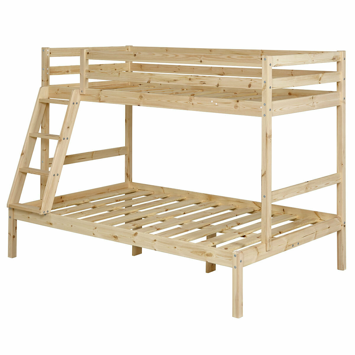 Pack lit superposé avec 2 matelas Bois massif JULIAN bois naturel, AKITEN RETAIL