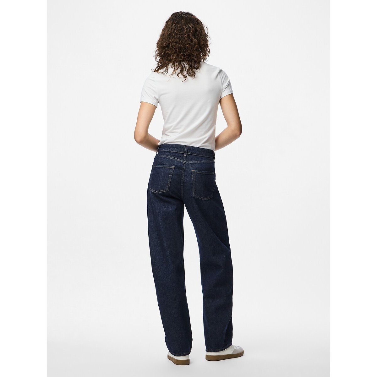 Jean barrel dark blue denim, PIECES