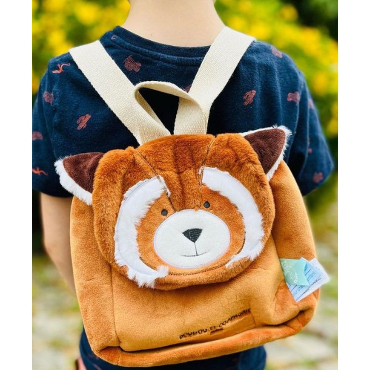 Sac à dos bébé marron, blanc, noir, DOUDOU ET COMPAGNIE