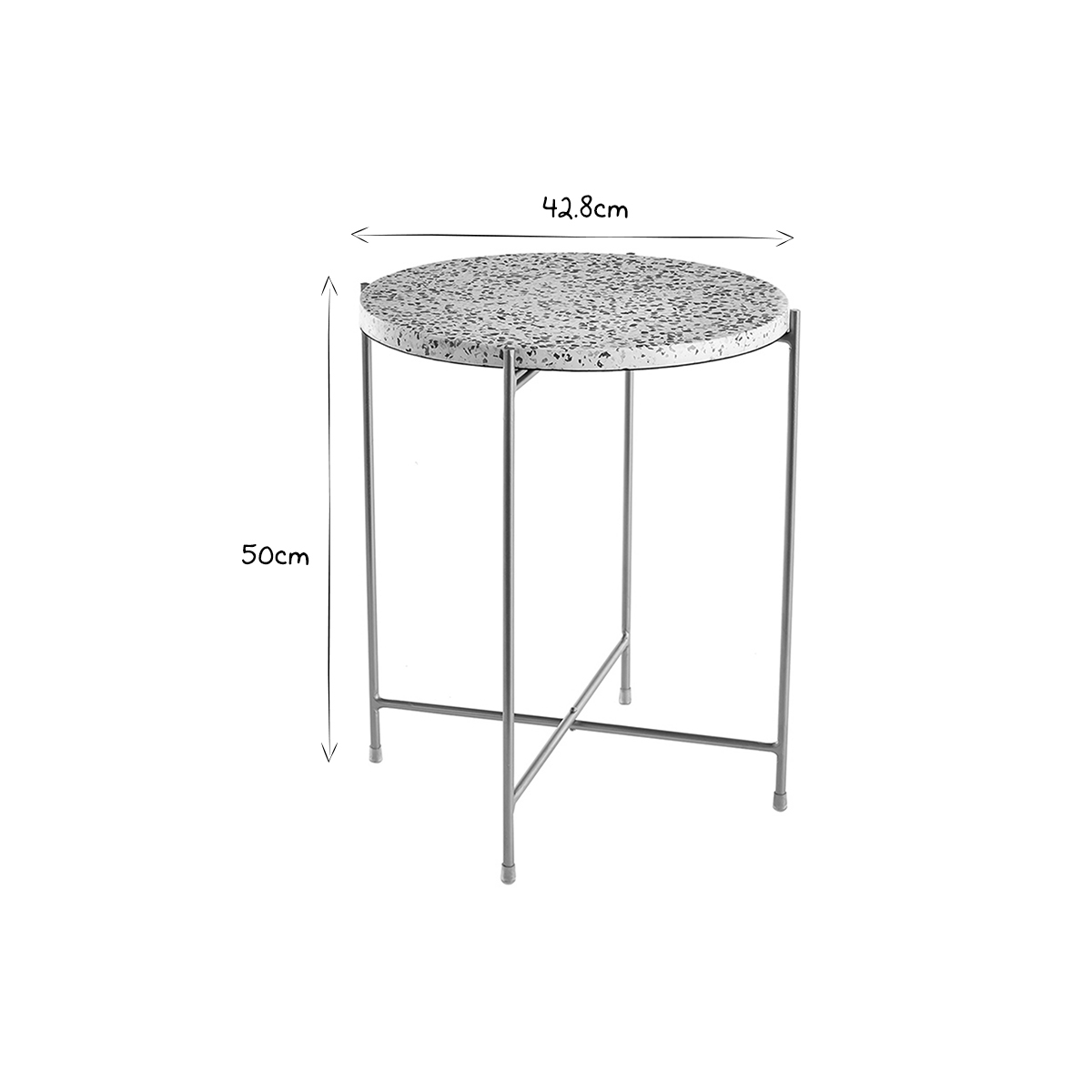 Table d'appoint design ronde en terrazzo et métal doré D40 cm MEZZO crème, MILIBOO