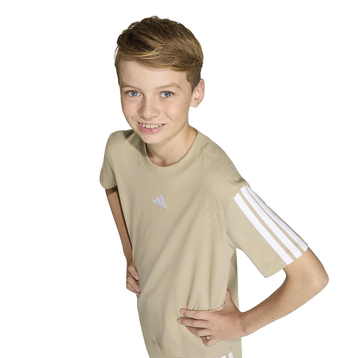 T-shirt a maniche corte a 3 bande ESSENTIALS beige, ADIDAS SPORTSWEAR