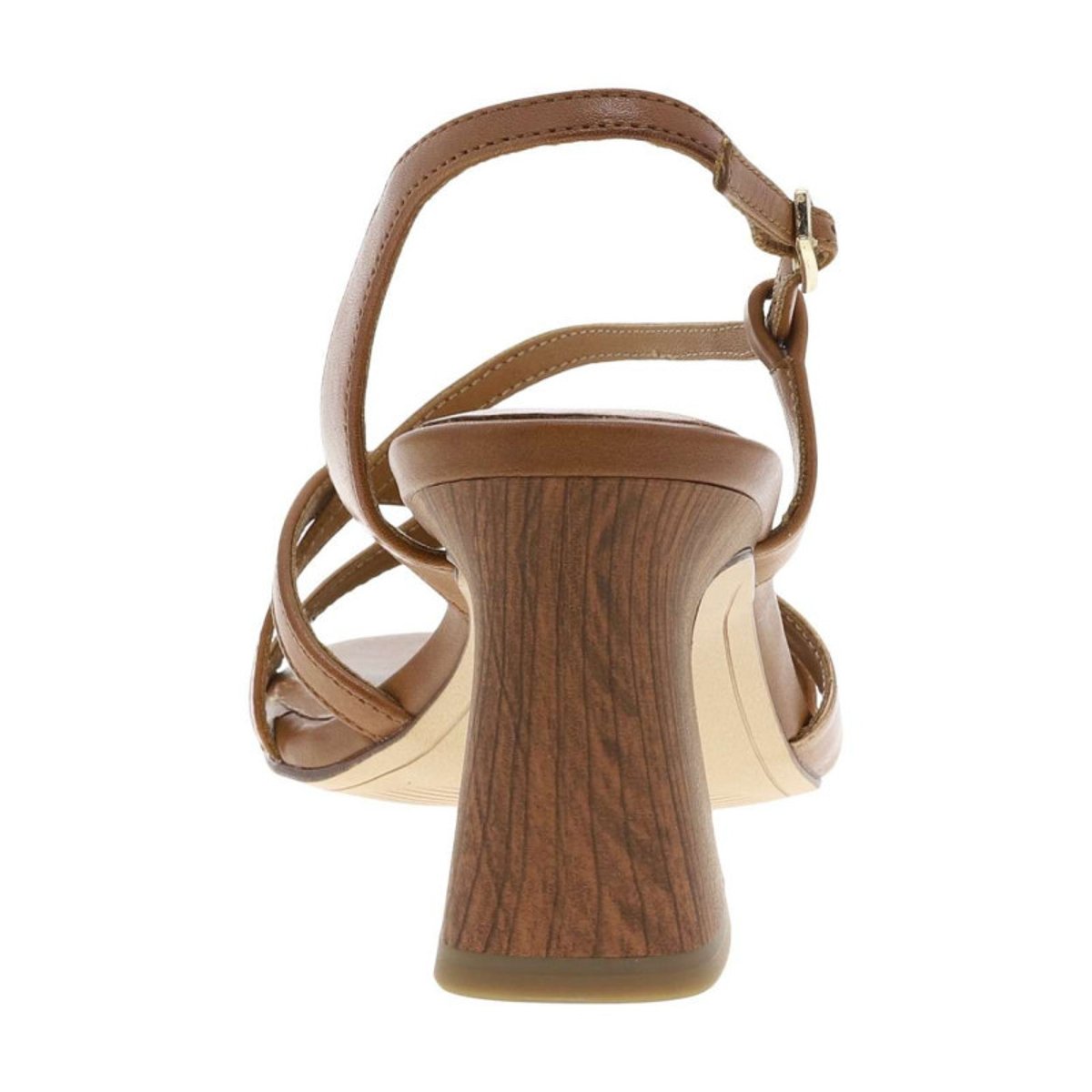 Sandale à talon en cuir marron cognac combiné, TAMARIS