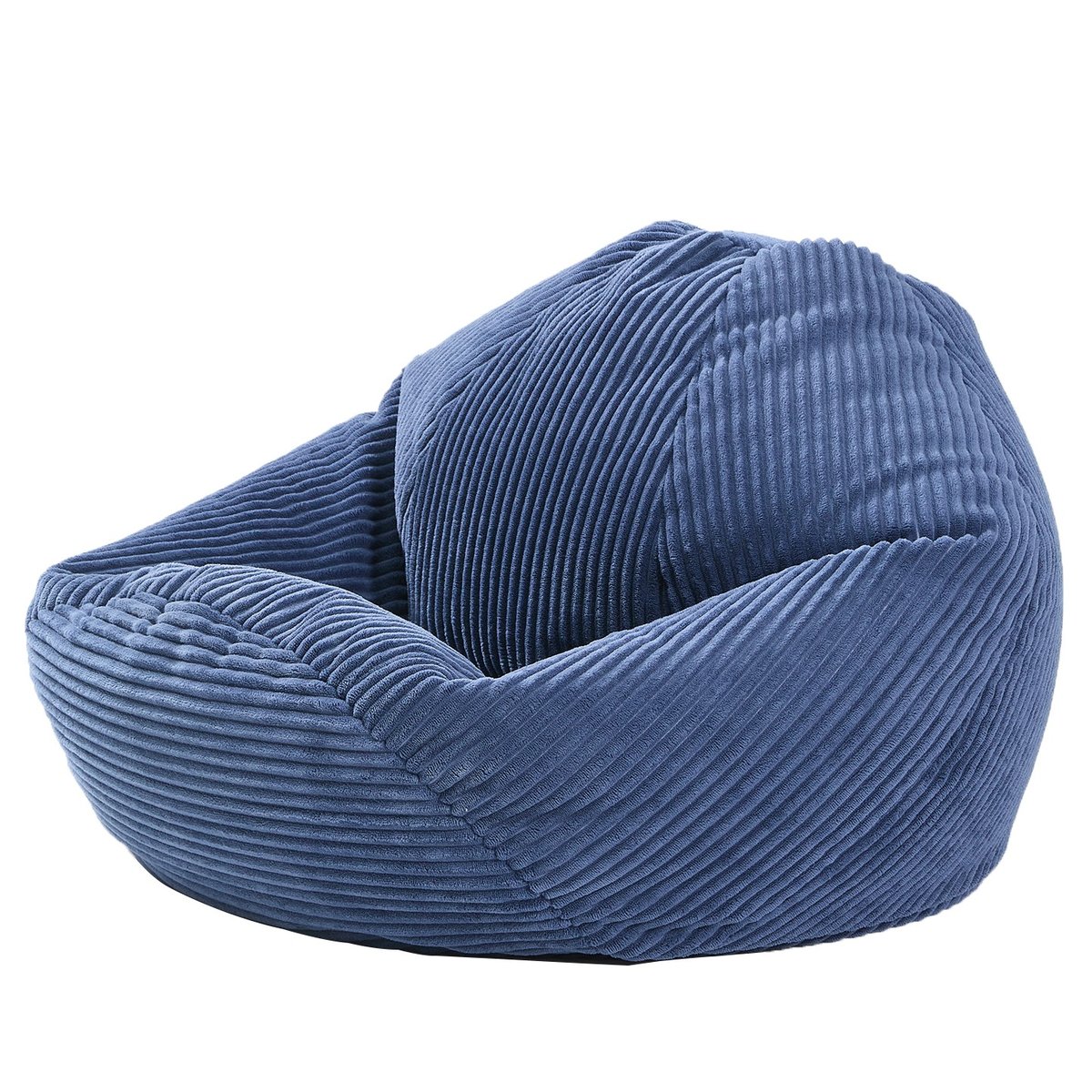 Pouf de salon, velours côtelé, FLOBY bleu, NORDLYS