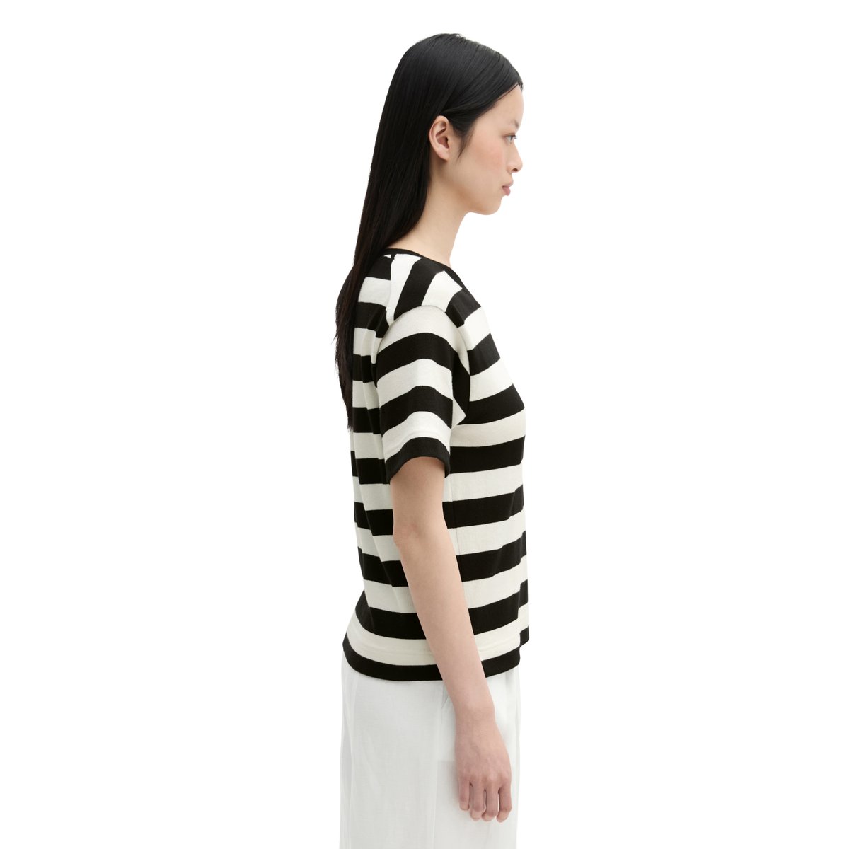 T-shirt rayé loose en single jersey doux bleu foncé, MARC O'POLO
