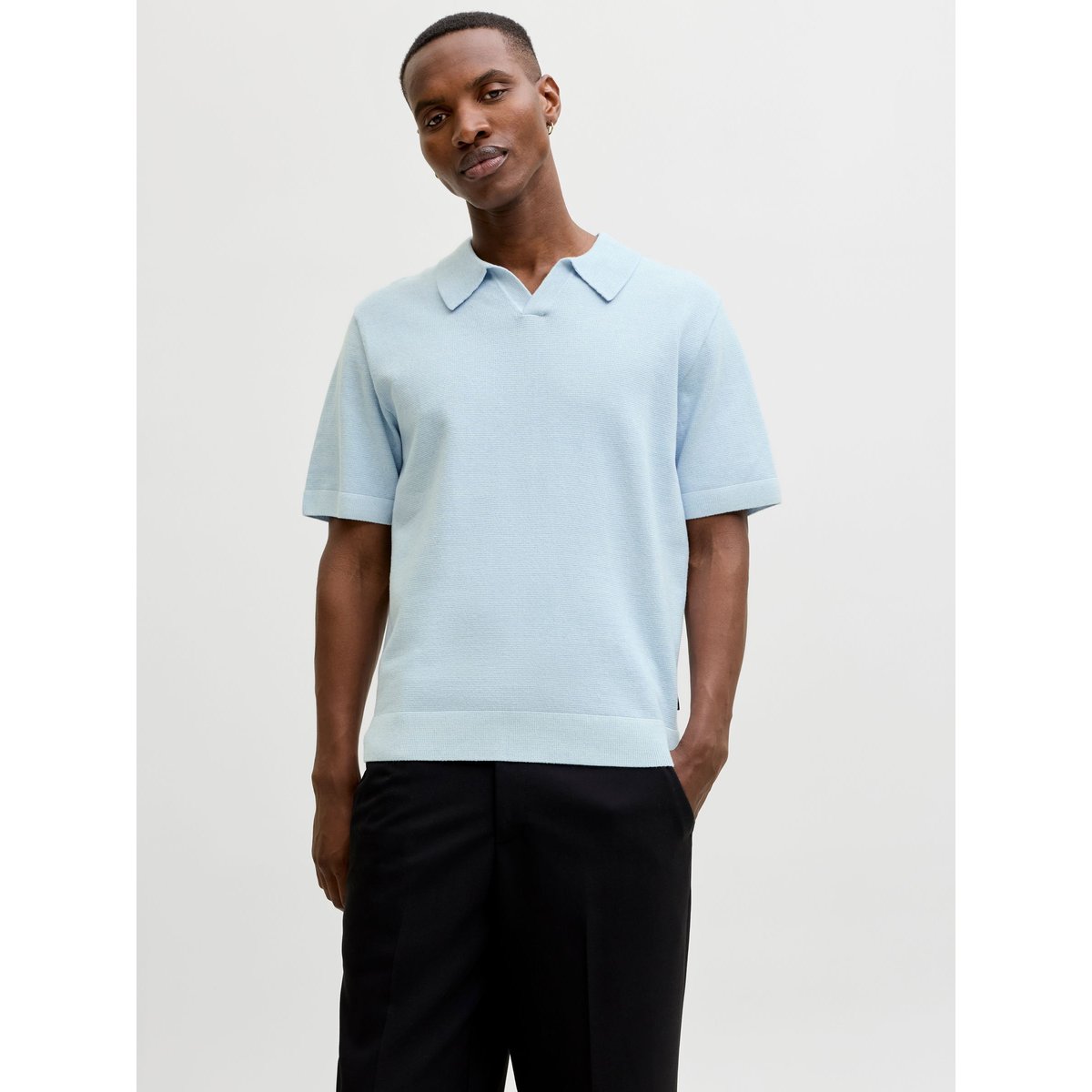 Polo Tricoté chambray blue, JACK & JONES