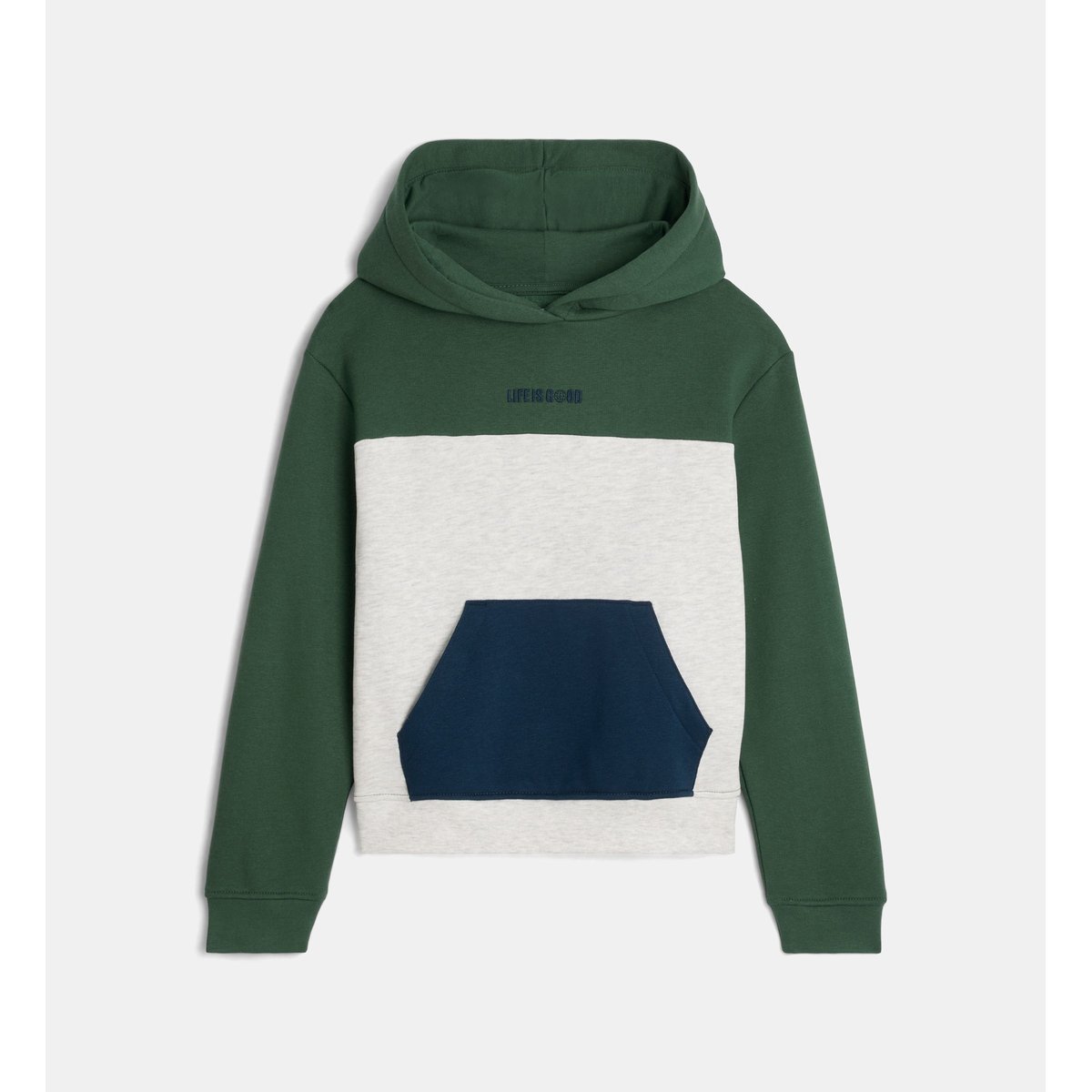 Hoodie taboby colorblock vert et gris, CADET ROUSSELLE