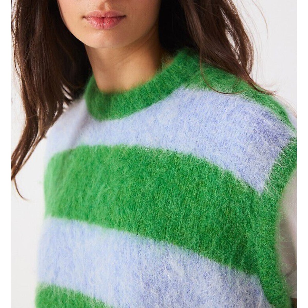 Pull rayé sans manches, col rond, NIBY bleu/vert, AMERICAN VINTAGE