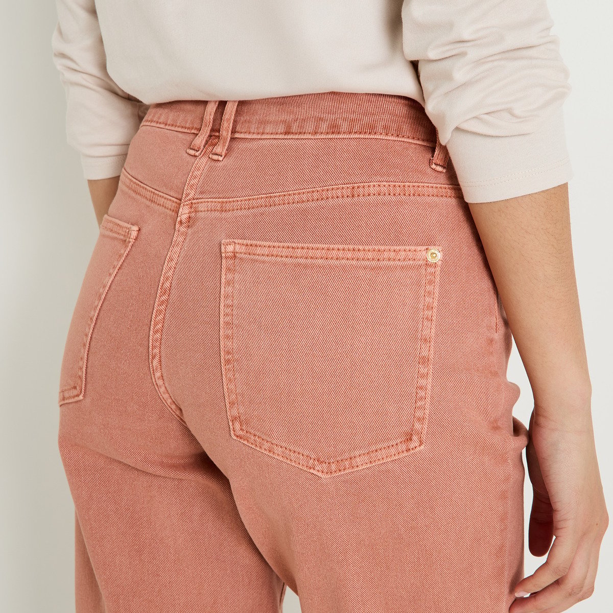 Jean mom raccourci ANKARA M02 rose blush, GRAIN DE MALICE