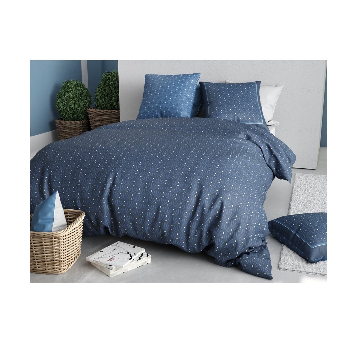 Parure de lit Geometrique Azura bleu, EDEN