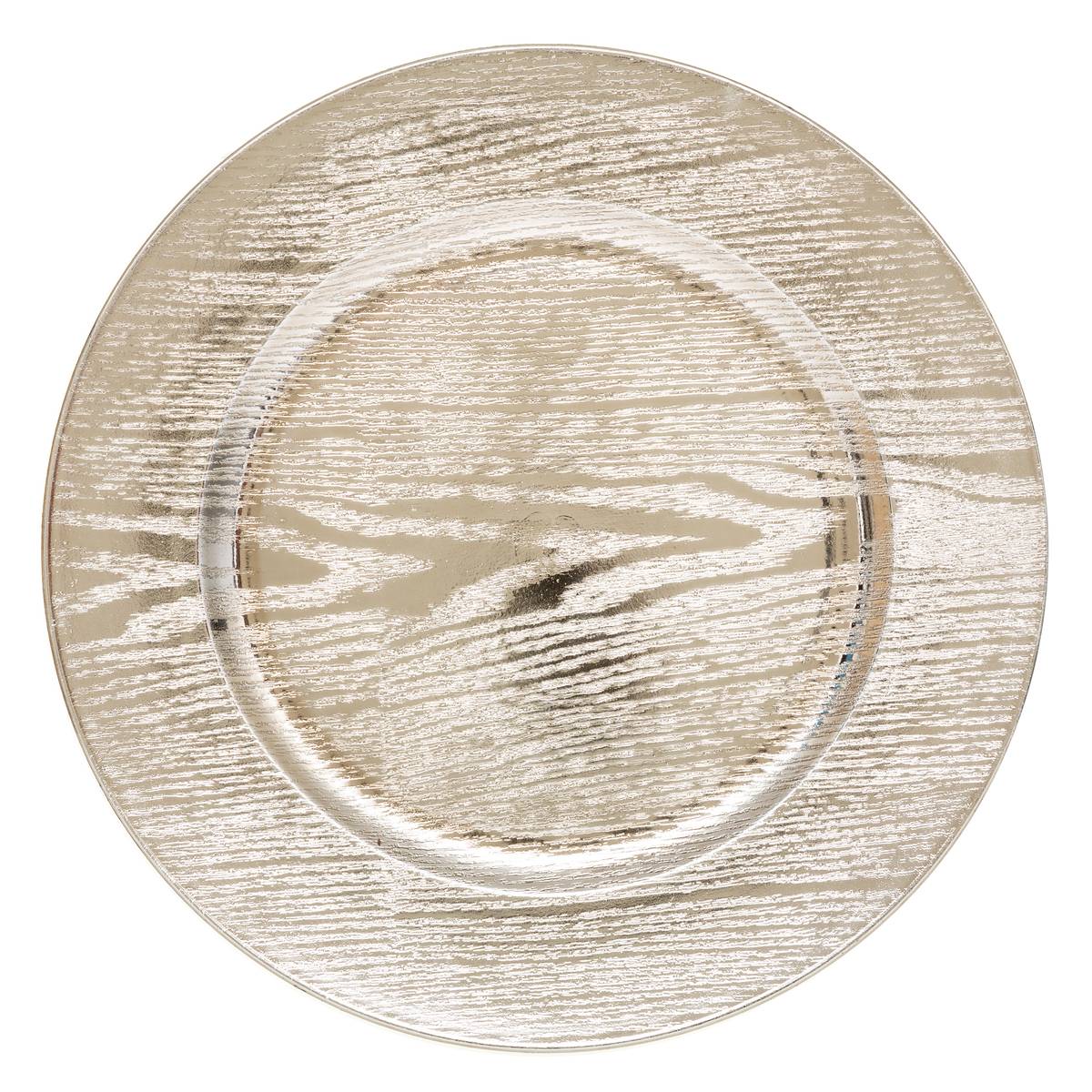 Assiette de présentation "Colorama de Noël" D33cm or motif bois doré, ATMOSPHERA