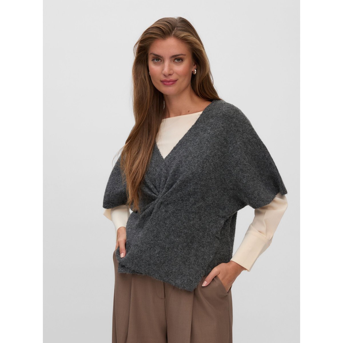 Pull En Maille dark grey melange, VERO MODA