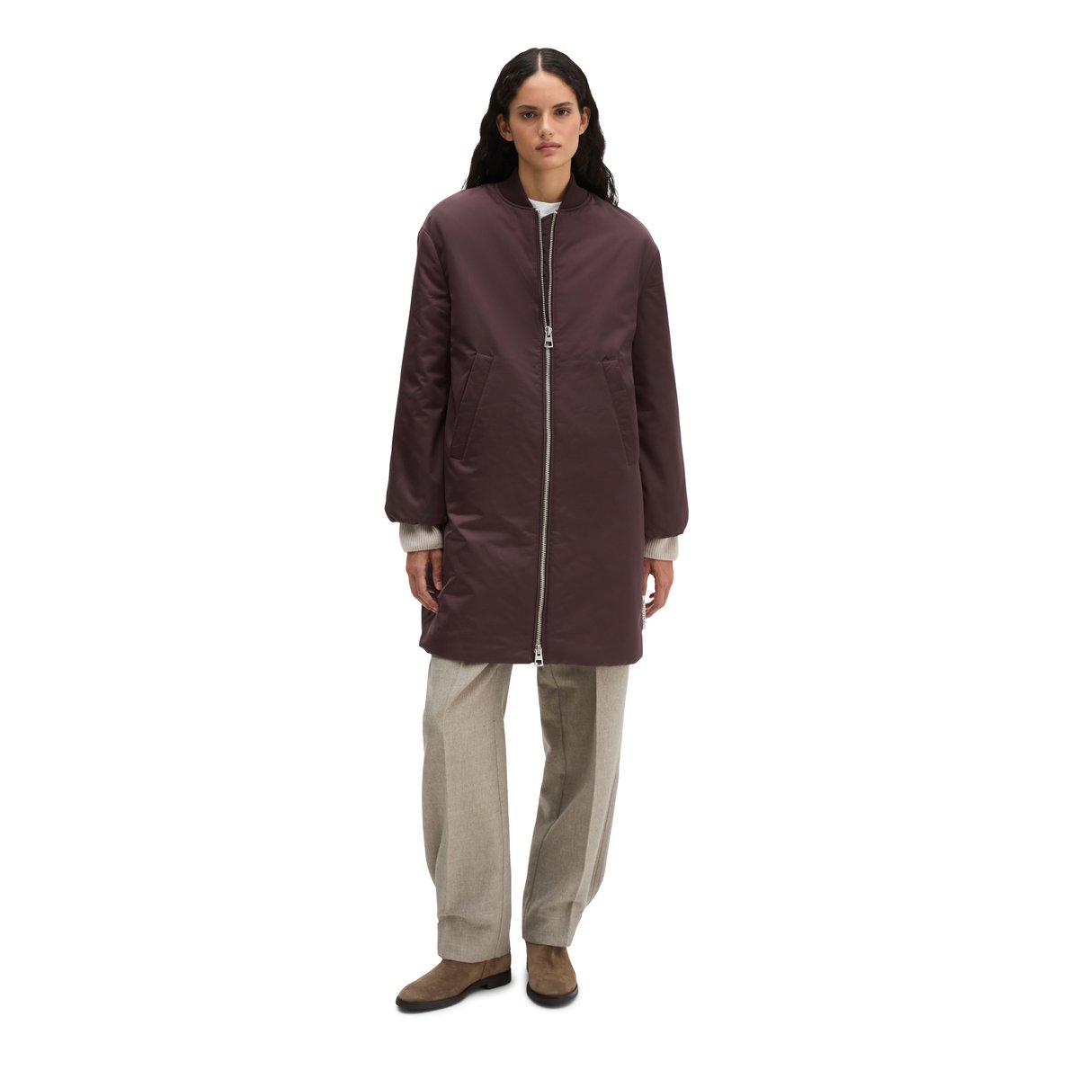 Manteau blouson style aviateur regular en polyester recyclé rouge, MARC O'POLO