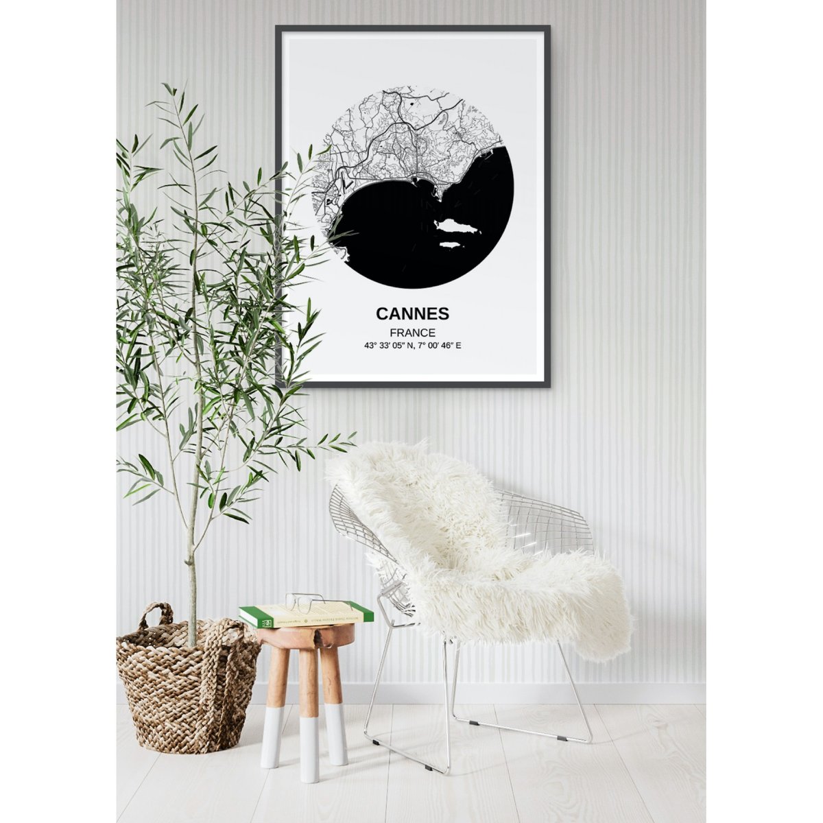 Affiche Carte Cannes blanc, L'AFFICHERIE