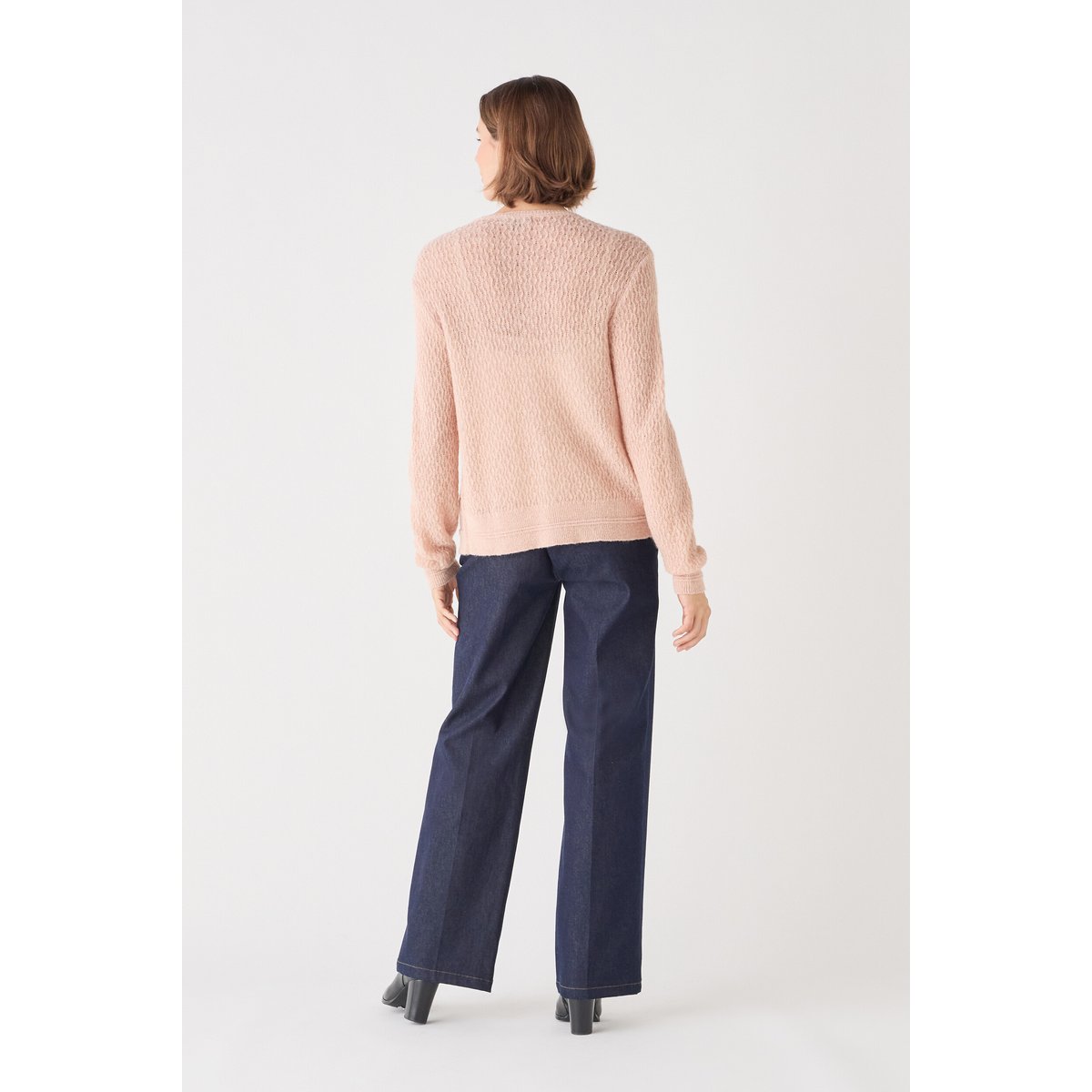 Gilet droit en alpaga JADE rose saumon, CAROLL