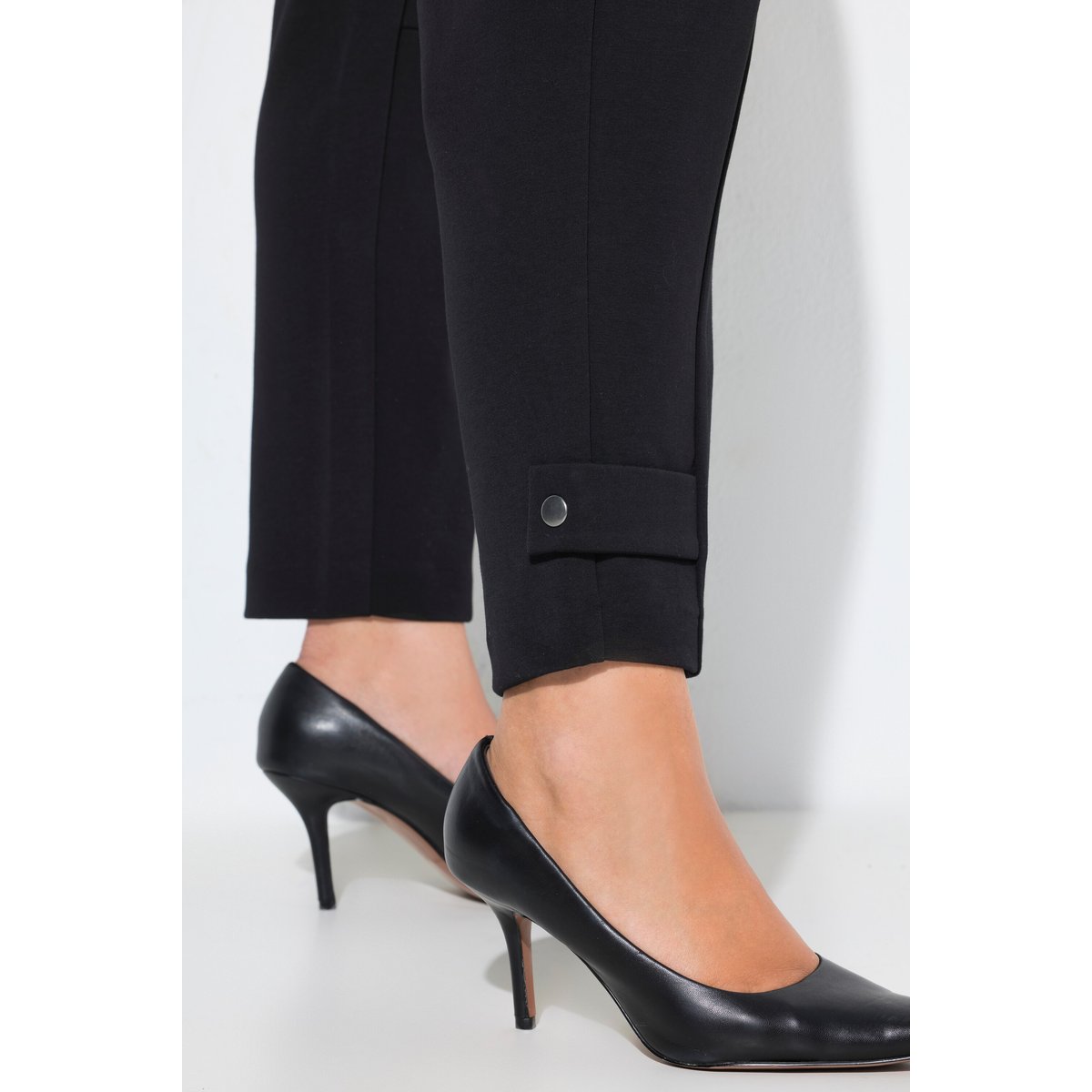 Pantalon point de Rome, couture fantaisie noir, ULLA POPKEN