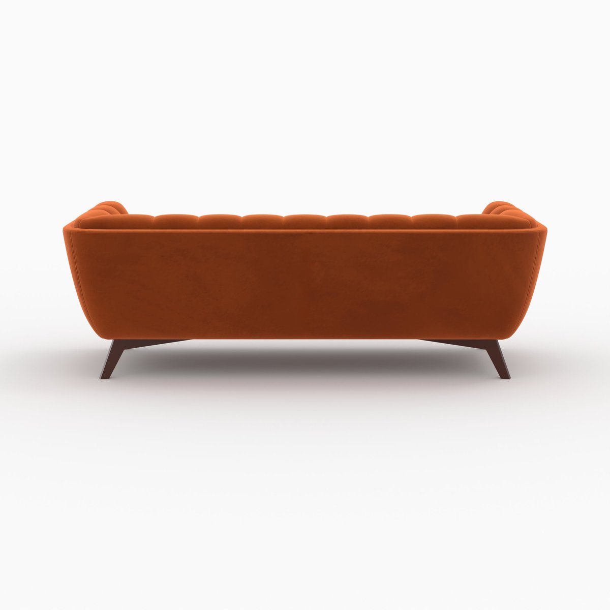 Ensemble canapé et fauteuil en velours 4 places - MONA orange, MAISON PAVANE