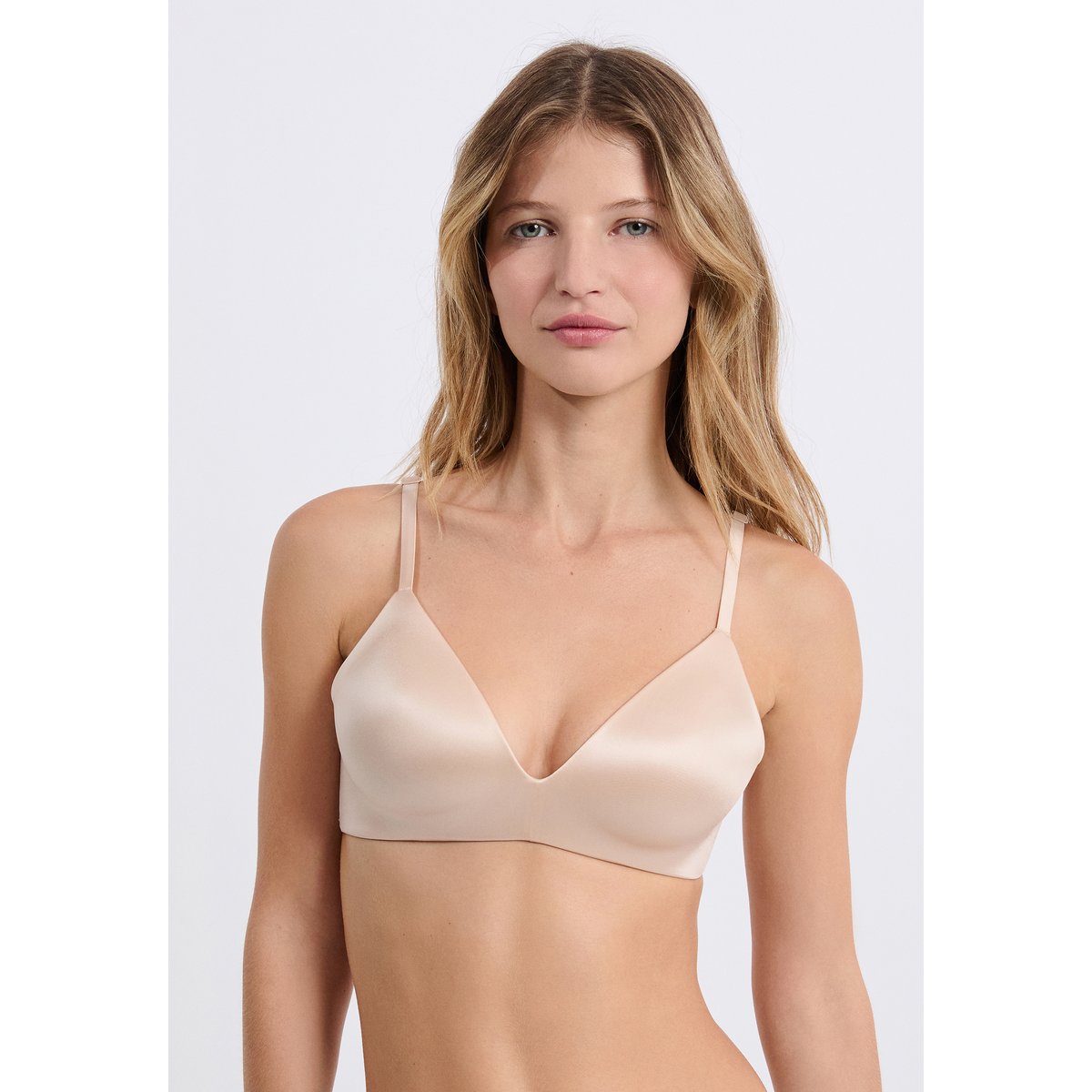 Soutien-gorge triangle sans armatures satiné PURE GLOW lin, ETAM