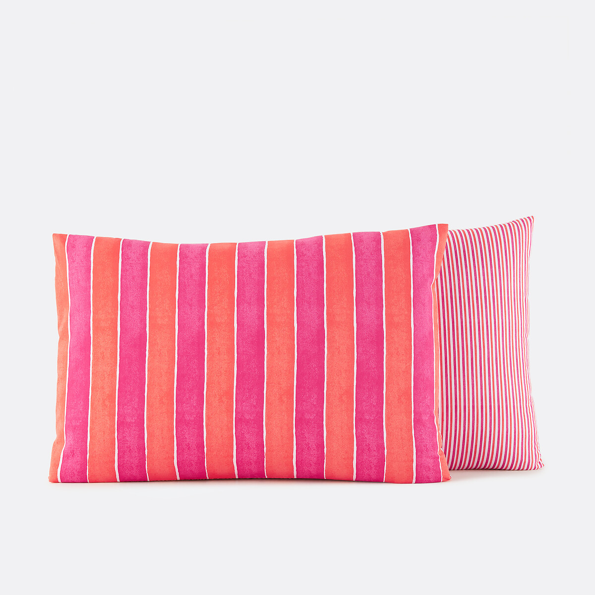Federa in cotone lavato, stampa a righe, DONATTA rosa/arancione, LA REDOUTE INTERIEURS
