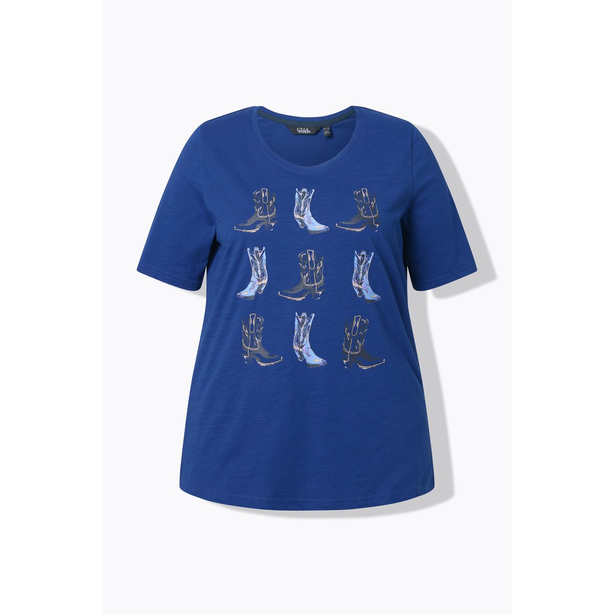 T-shirt motif bottes de cowboy bleu foncé, ULLA POPKEN