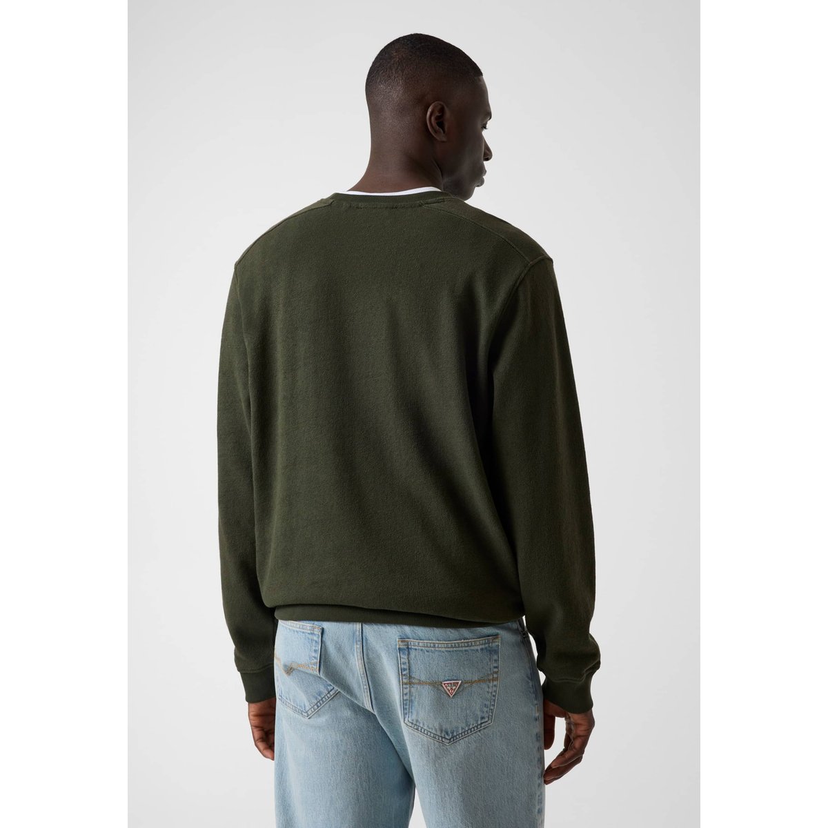 Sweatshirt Avec Logo Brodé vert foncé, GUESS