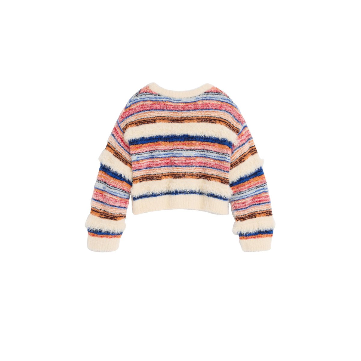 Pull court à rayures beige, DESIGUAL