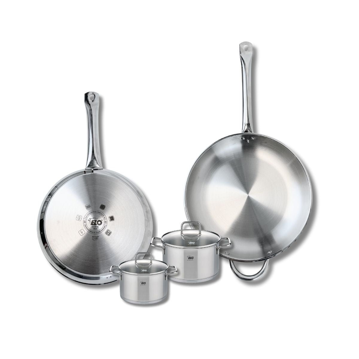 Batterie 2 poêles 28/32cm + 2 faitouts 12/14cm PROFI CITRIN inox, ELO