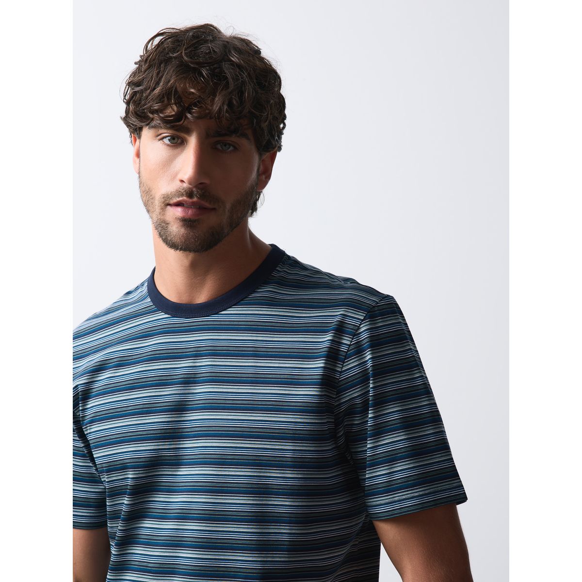 T-shirt en supima à rayures n. premium bleu, NEXT