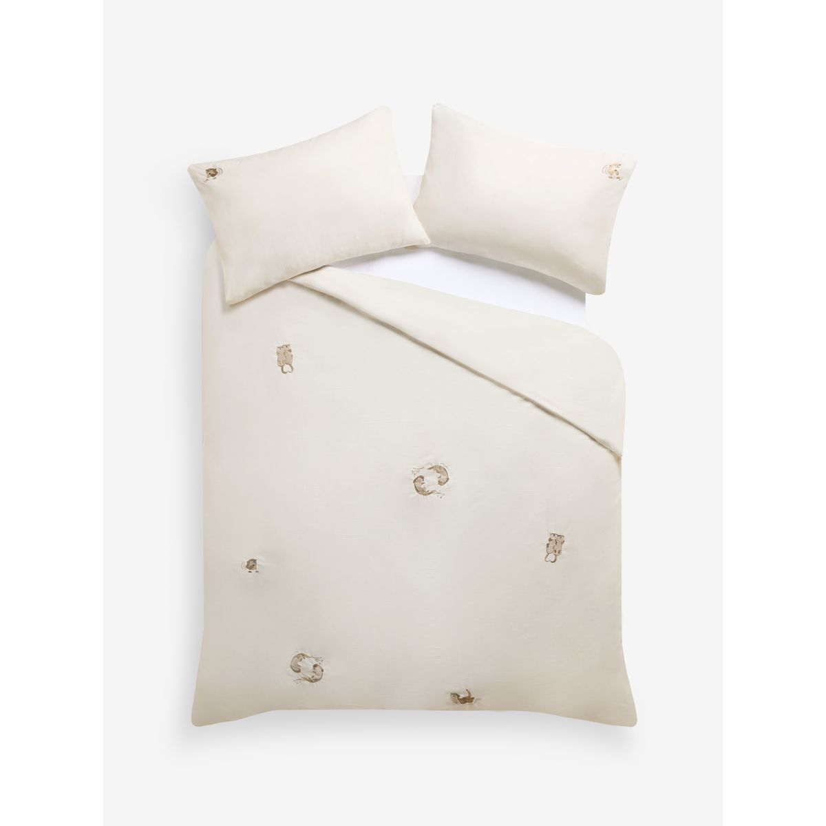 Housse de couette et taie d'oreiller en coton naturel, NEXT