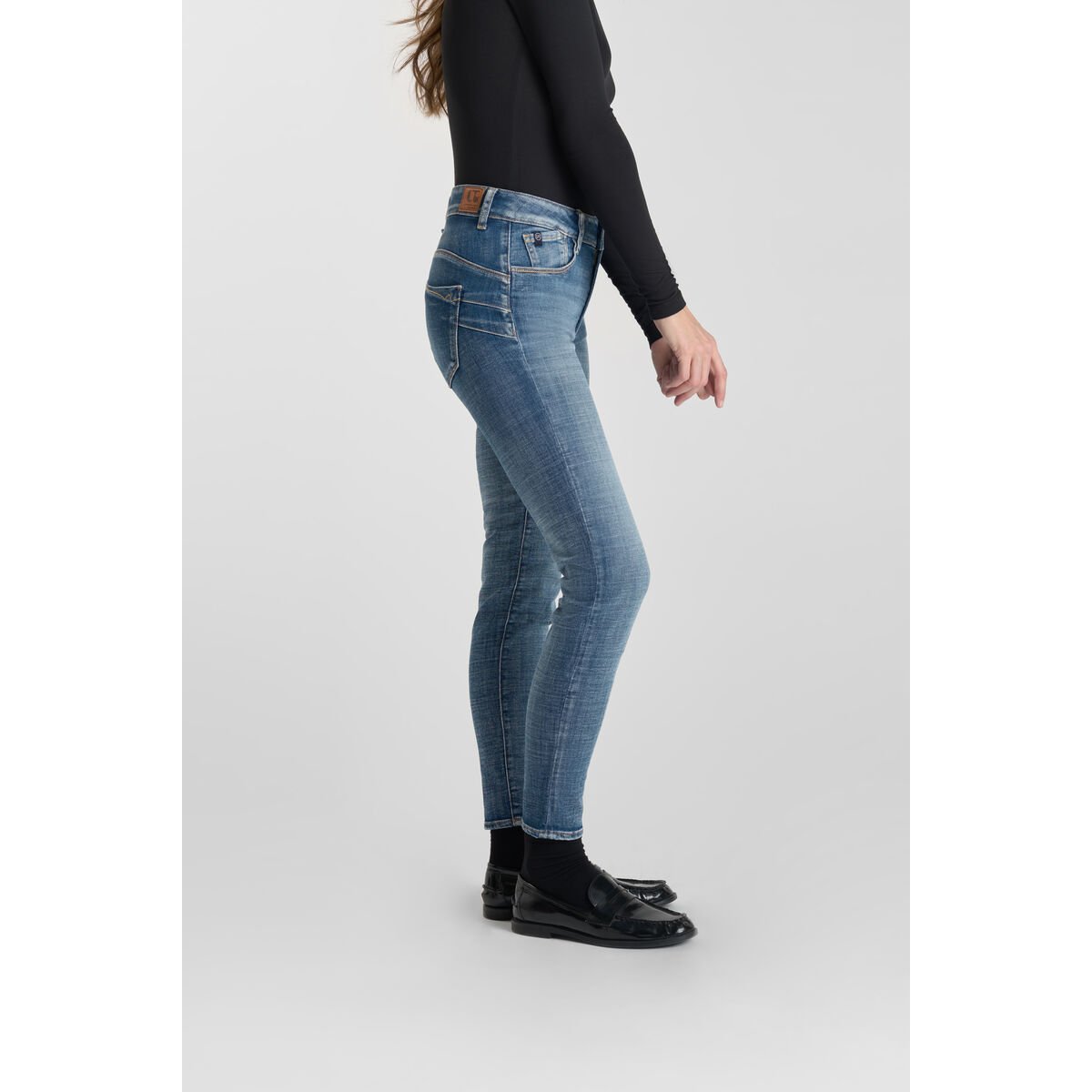 Jeans push-up slim taille haute PULP, 7/8ème blue, LE TEMPS DES CERISES
