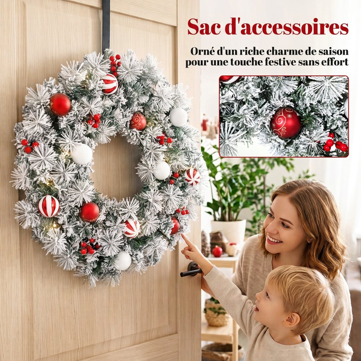 Couronne de Noël PVC Vert vert, HOMCOM