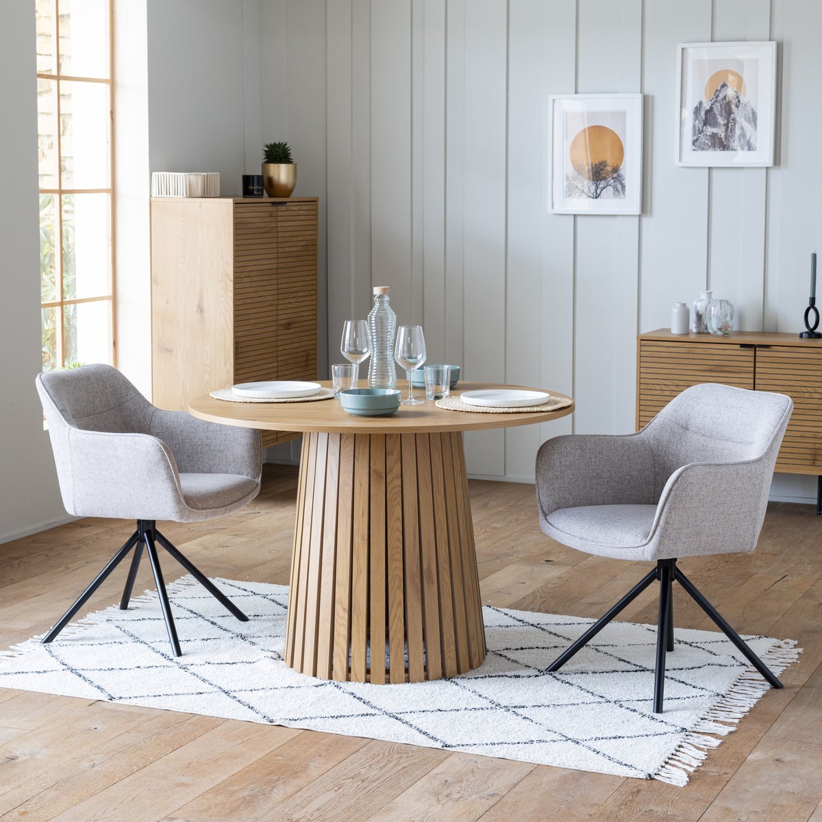 Lot de 2 chaises en tissu bleu, DANNA gris, noir, HAPPY GARDEN
