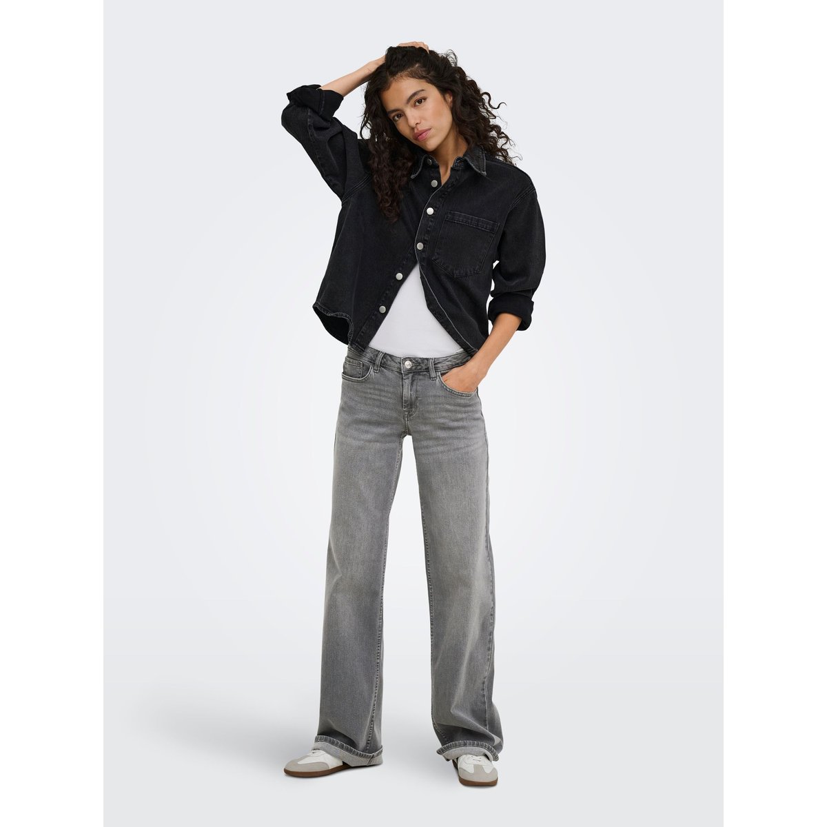 Jean À Jambe Large light grey denim, ONLY TALL