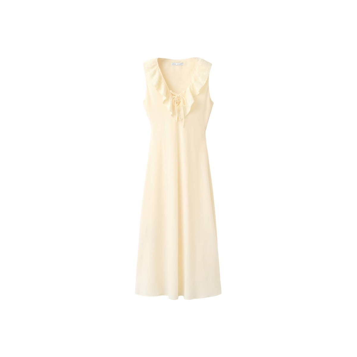 Robe à décolleté en V avec volants vanille, MANGO
