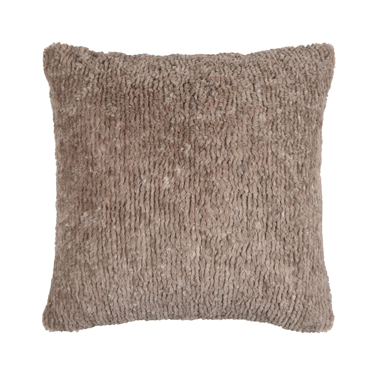 Coussin carré imitation fourrure avec recto velours taupe, LOVELY CASA