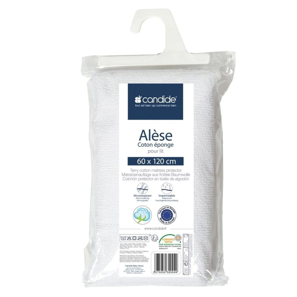Pack matelas climatisé + alèse + drap housse blanc, TINEO