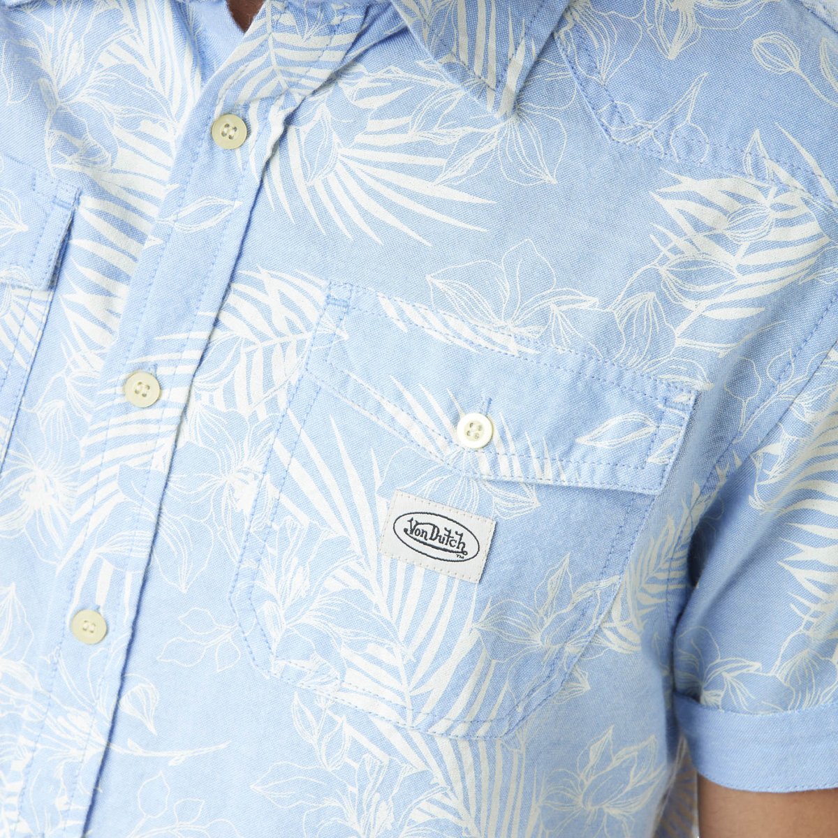 Chemise en coton Chambray bleu/blanc, VON DUTCH