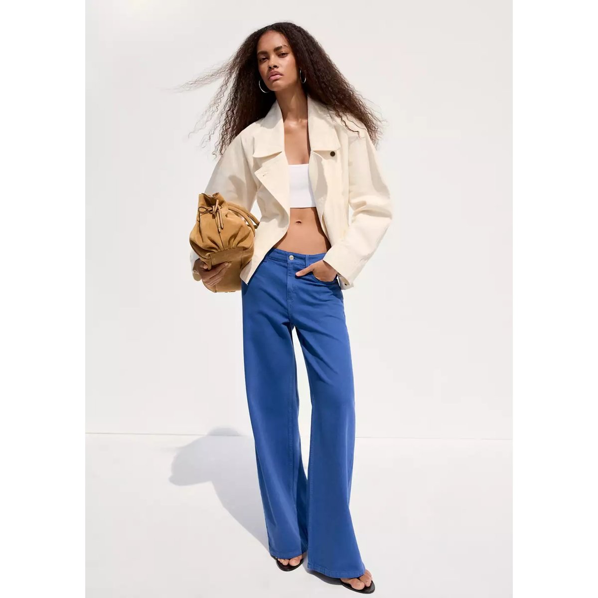 Jean large taille normale bleu, MANGO