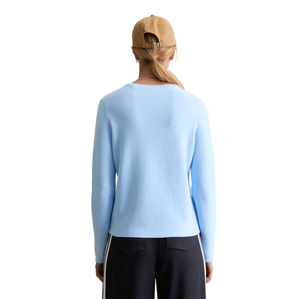 Pull-over regular en pur coton organique bleu clair, MARC O’POLO DENIM