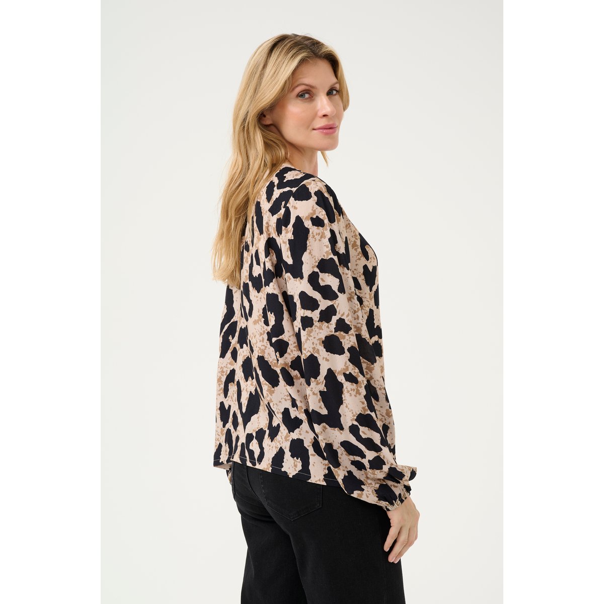 Long sleeved blouse multicoloré animalier, KAFFE
