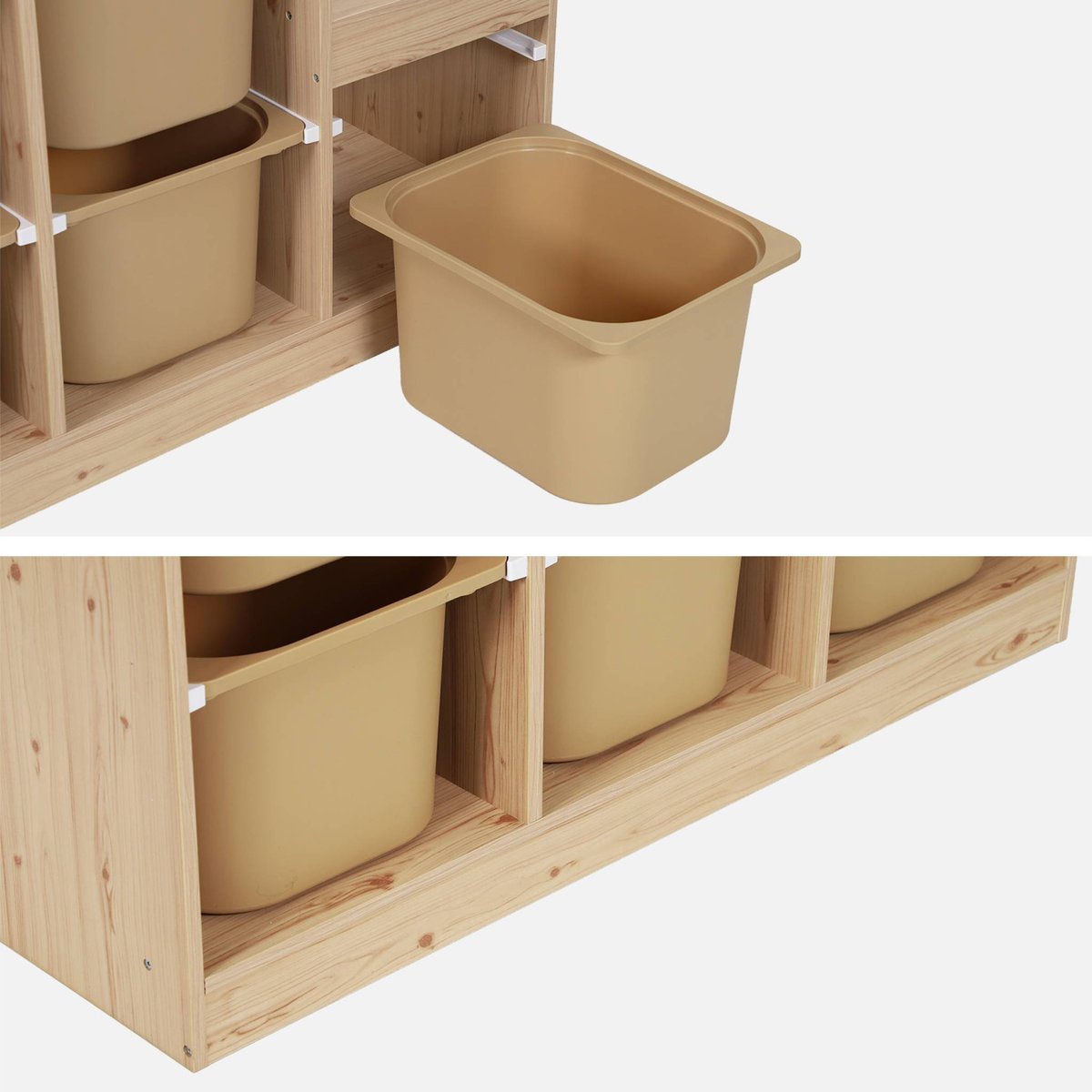 Meuble de rangement enfant escalier 6 bacs de rangement SORA beige, SWEEEK