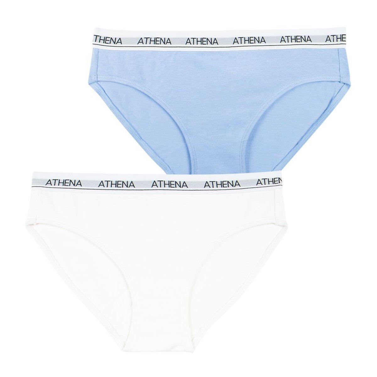 Lot de 2 slips ultra douceur blanc + bleu, ATHENA