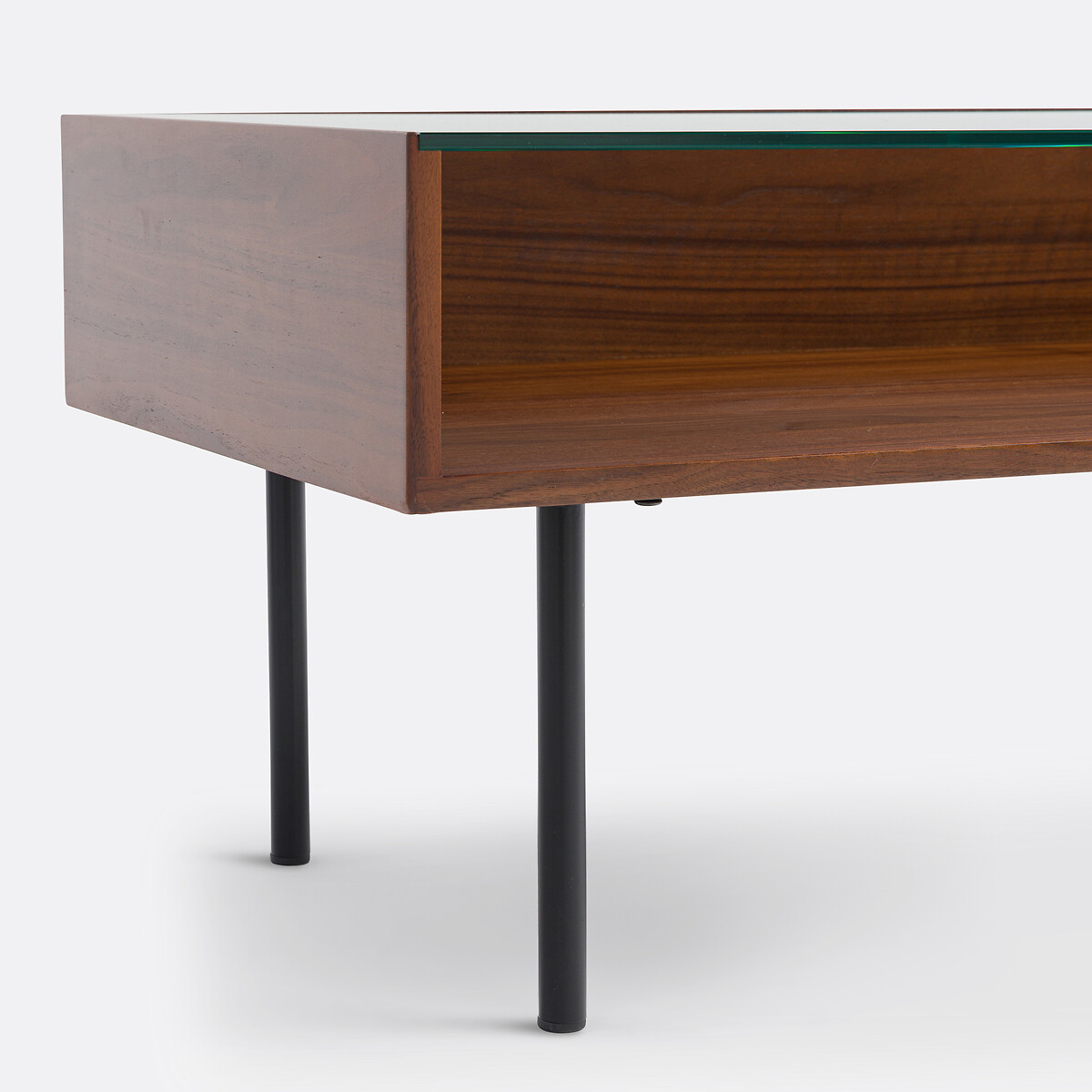 Table basse avec plateau vitrine, en plaqué noyer, BIANZO noir/teinté noyer, LA REDOUTE INTERIEURS